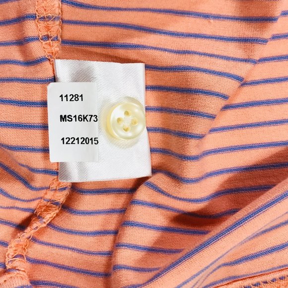 Peter Millar Seaside Wash Polo Shirt S/S Green Blue Striped Men's Size Large - Picture 10 of 10
